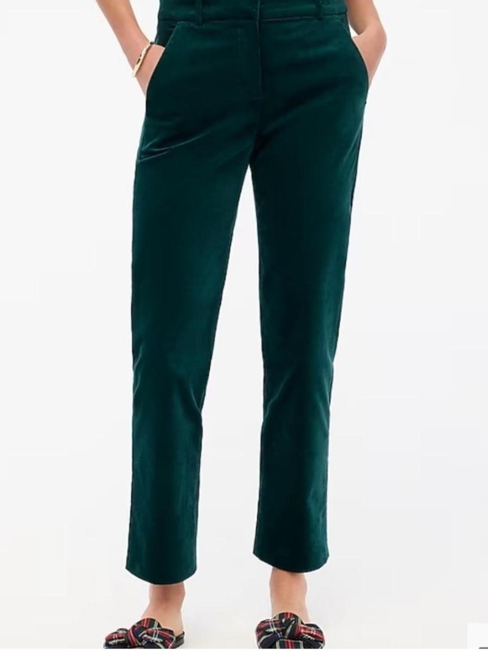 J.Crew Velvet Kallie Old Forest Green Velvet Pant - Women's Size 16